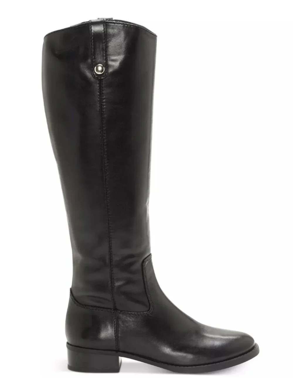 INC Fawne Black Leather Wide Calf Knee High Riding Boots Size 6 M NWT